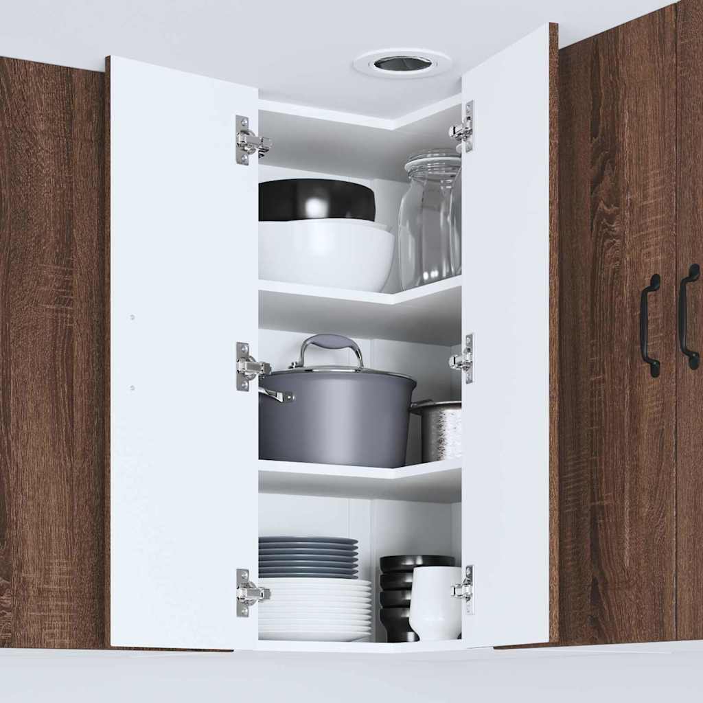 vidaXL Κρεμαστό ντουλάπι κουζίνας με ράφι Καφέ δρυς 57 x 57 x 80 εκ.