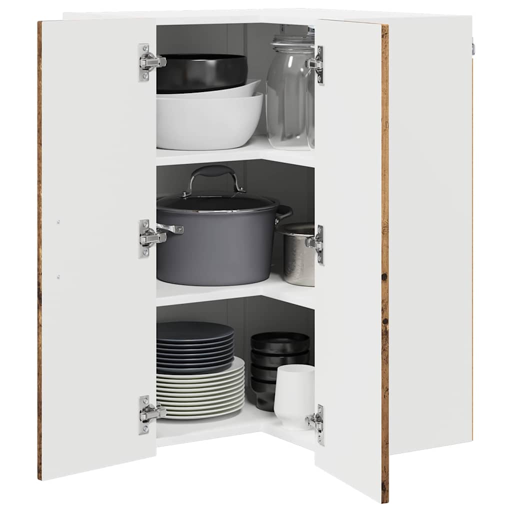 vidaXL Κρεμαστό ντουλάπι κουζίνας με ράφι Παλιό Ξύλο 57 x 57 x 80 εκ.