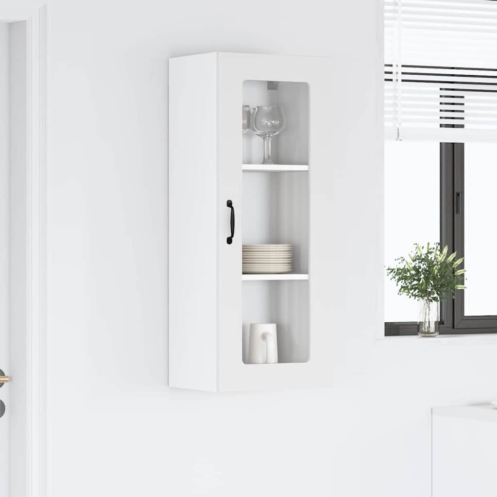 vidaXL Κρεμαστό ντουλάπι κουζίνας με ράφι Υψηλής γυαλάδας λευκό