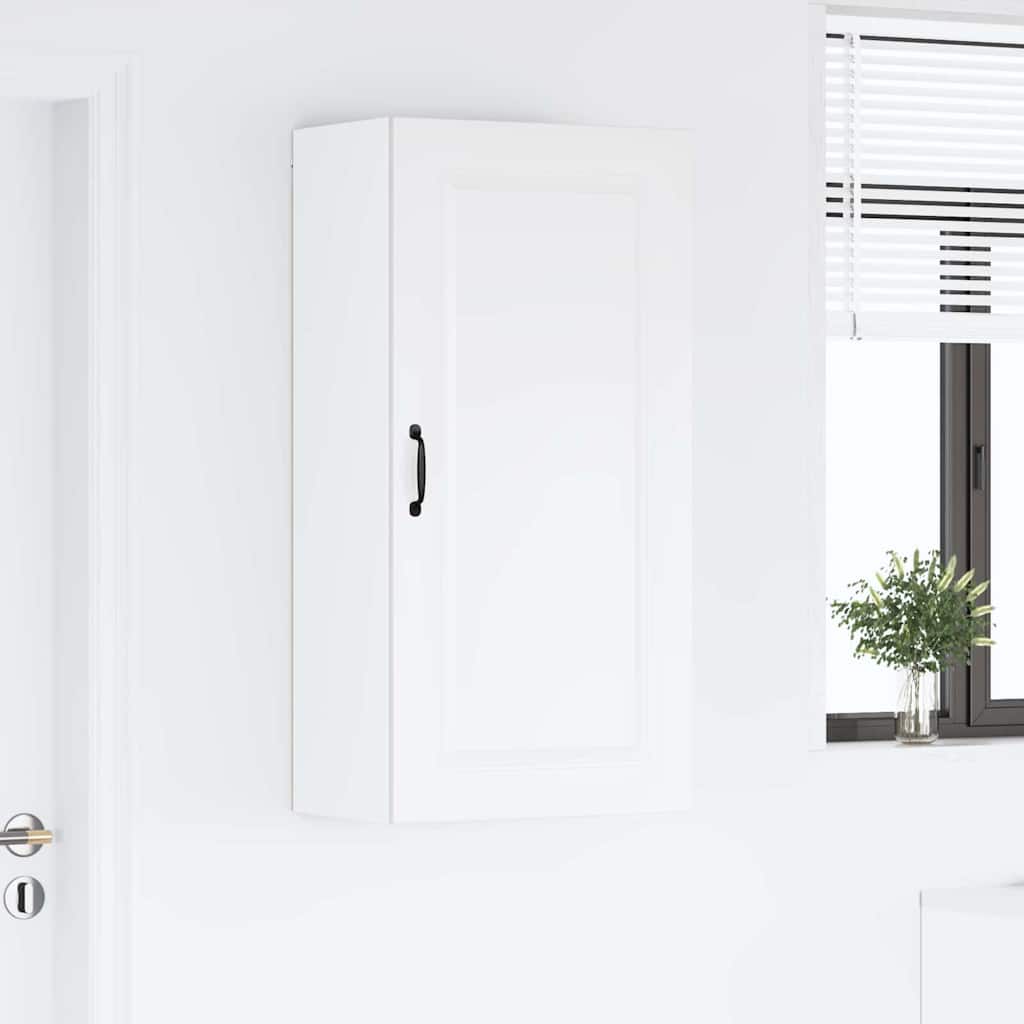 vidaXL Κρεμαστό ντουλάπι κουζίνας με ράφι Υψηλής γυαλάδας λευκό