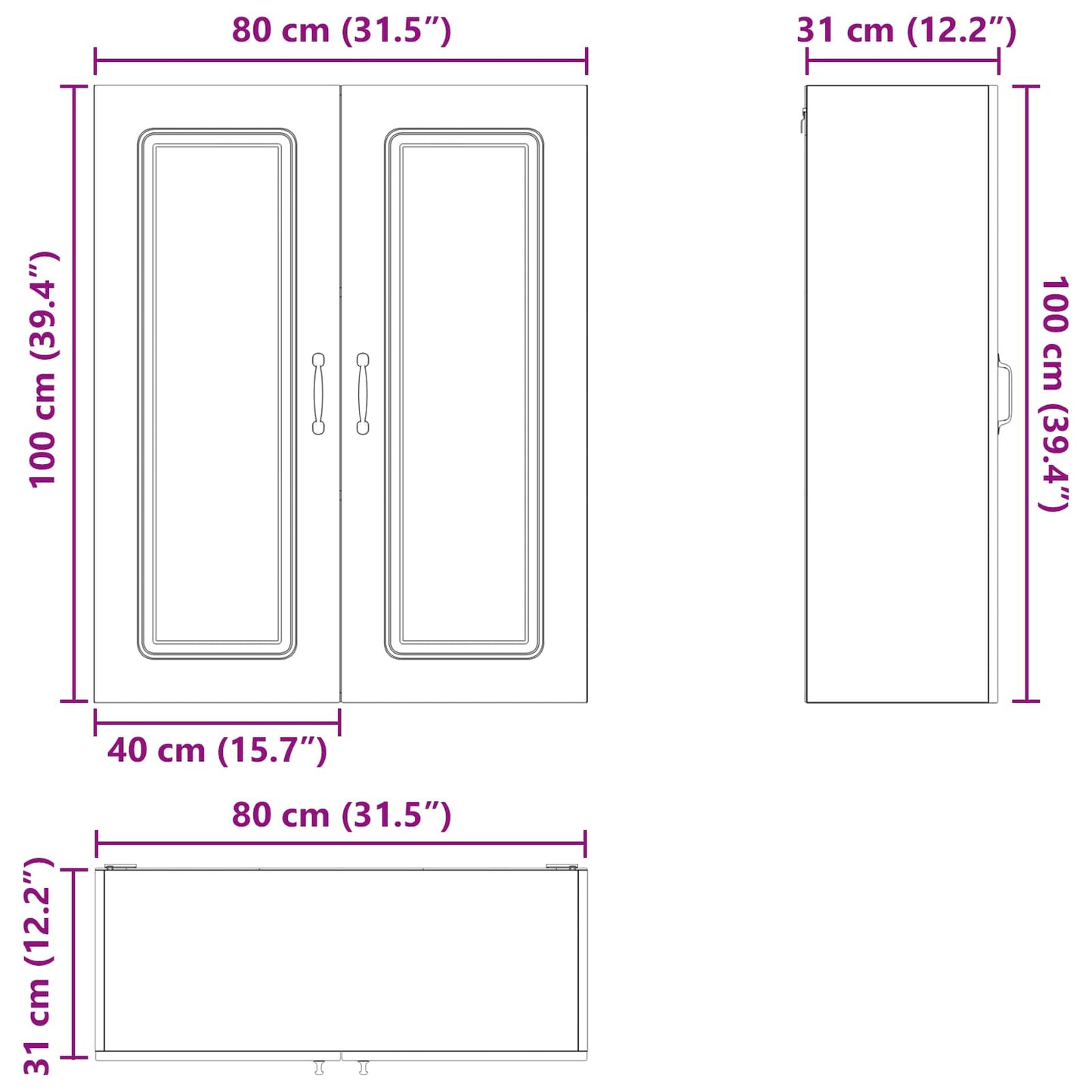 vidaXL Κρεμαστό ντουλάπι κουζίνας Δρύς Sonoma 80 x 31 x 100 εκ.