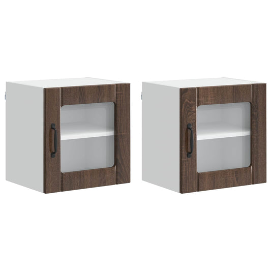 vidaXL Ραφιέρα τοίχου LUCCA 2 pcs Καφέ Ξύλο Δρυός 40 x 31 x 40 εκ.