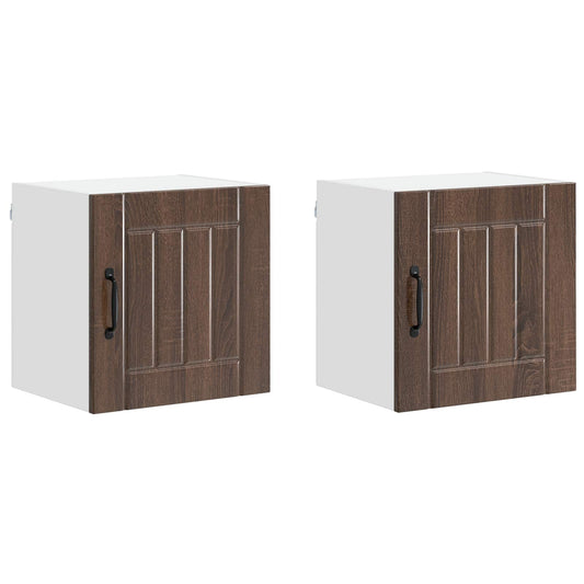 vidaXL Ντουλάπα Τοίχου LUCCA 2 pcs Καφέ Ξύλο Δρυός 40 x 31 x 40 εκ.