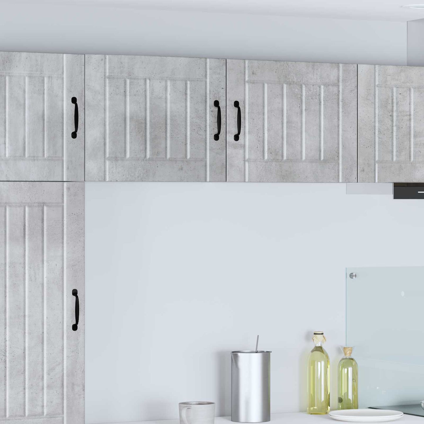vidaXL Κρεμαστό ντουλάπι κουζίνας με ράφι 2 pcs Σκυρόδεμα Γκρι
