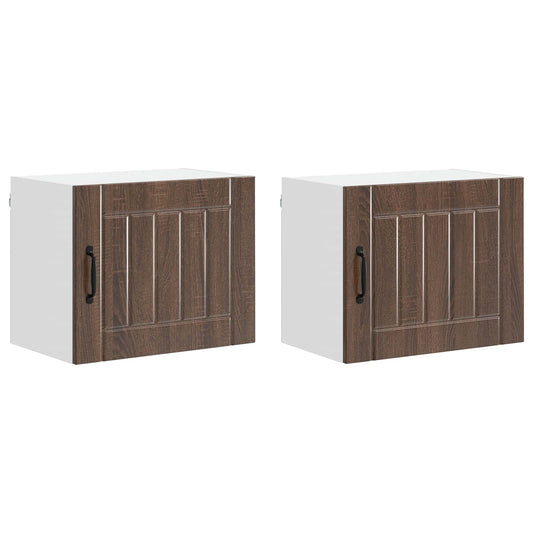 vidaXL Ντουλάπα Τοίχου LUCCA 2 pcs Καφέ Ξύλο Δρυός 50 x 31 x 40 εκ.
