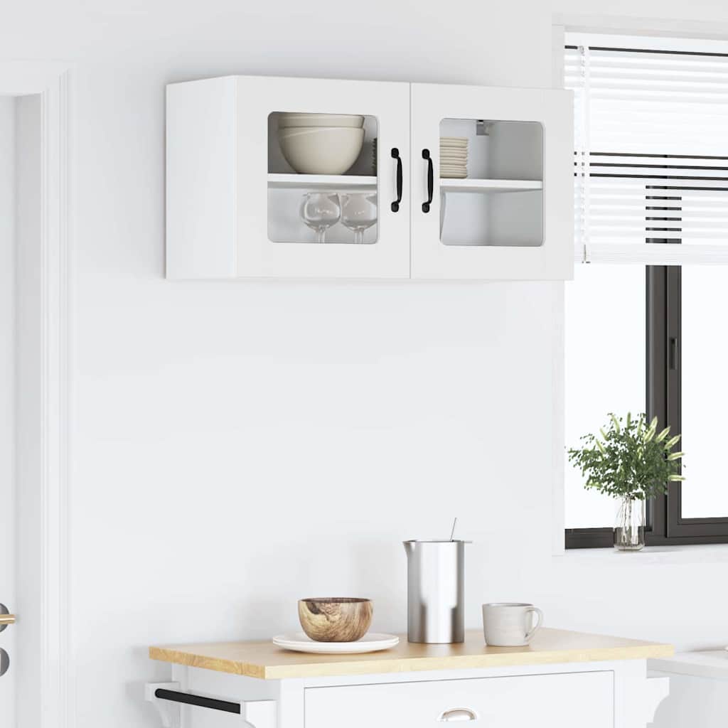 vidaXL Κρεμαστό ντουλάπι κουζίνας με ράφι Λευκό 80 x 31 x 40 εκ