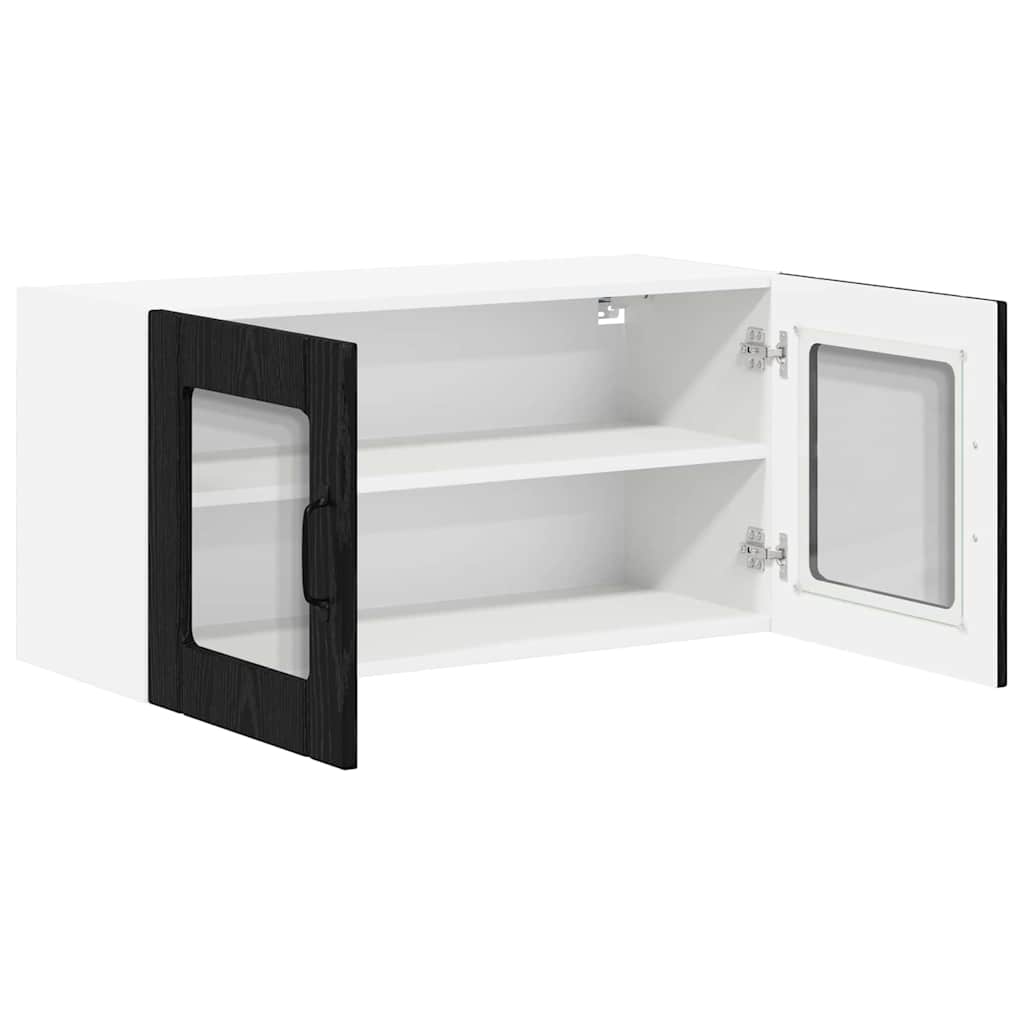 vidaXL Κρεμαστό ντουλάπι κουζίνας με ράφι Μαύρη Οξυά 80 x 31 x 40 εκ