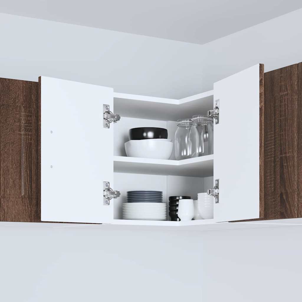 vidaXL Κρεμαστό ντουλάπι κουζίνας με ράφι Καφέ δρυς 57 x 57 x 40 εκ.