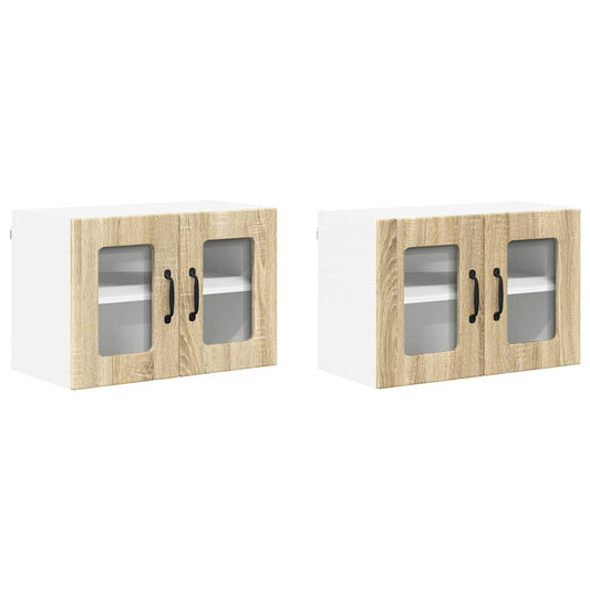 vidaXL Κρεμαστό ντουλάπι κουζίνας 2 pcs Δρύς Sonoma 60 x 31 x 40 εκ