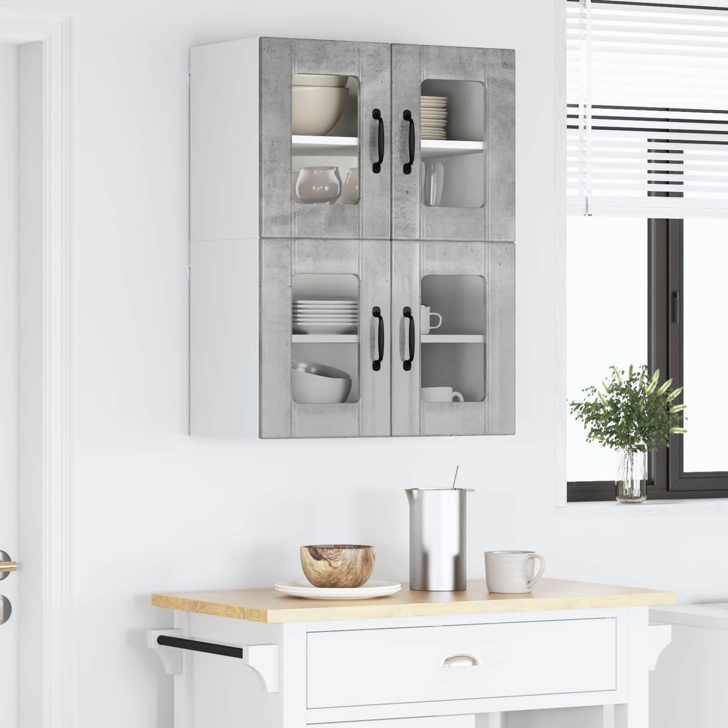 vidaXL Κρεμαστό ντουλάπι κουζίνας 2 pcs Σκυρόδεμα Γκρι 60 x 31 x 40 εκ