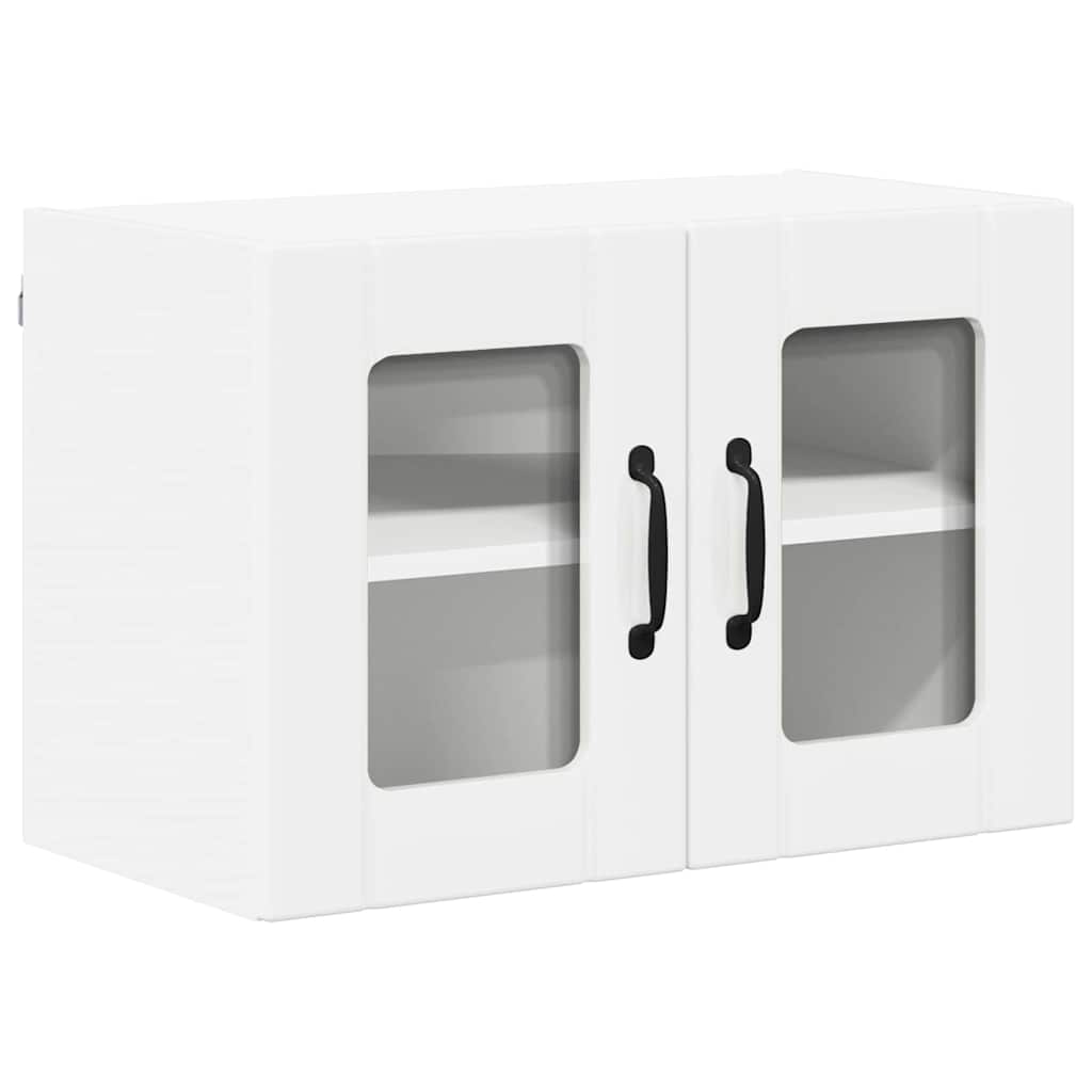 vidaXL Κρεμαστό ντουλάπι κουζίνας με ράφι 2 pcs Υψηλής γυαλάδας λευκό