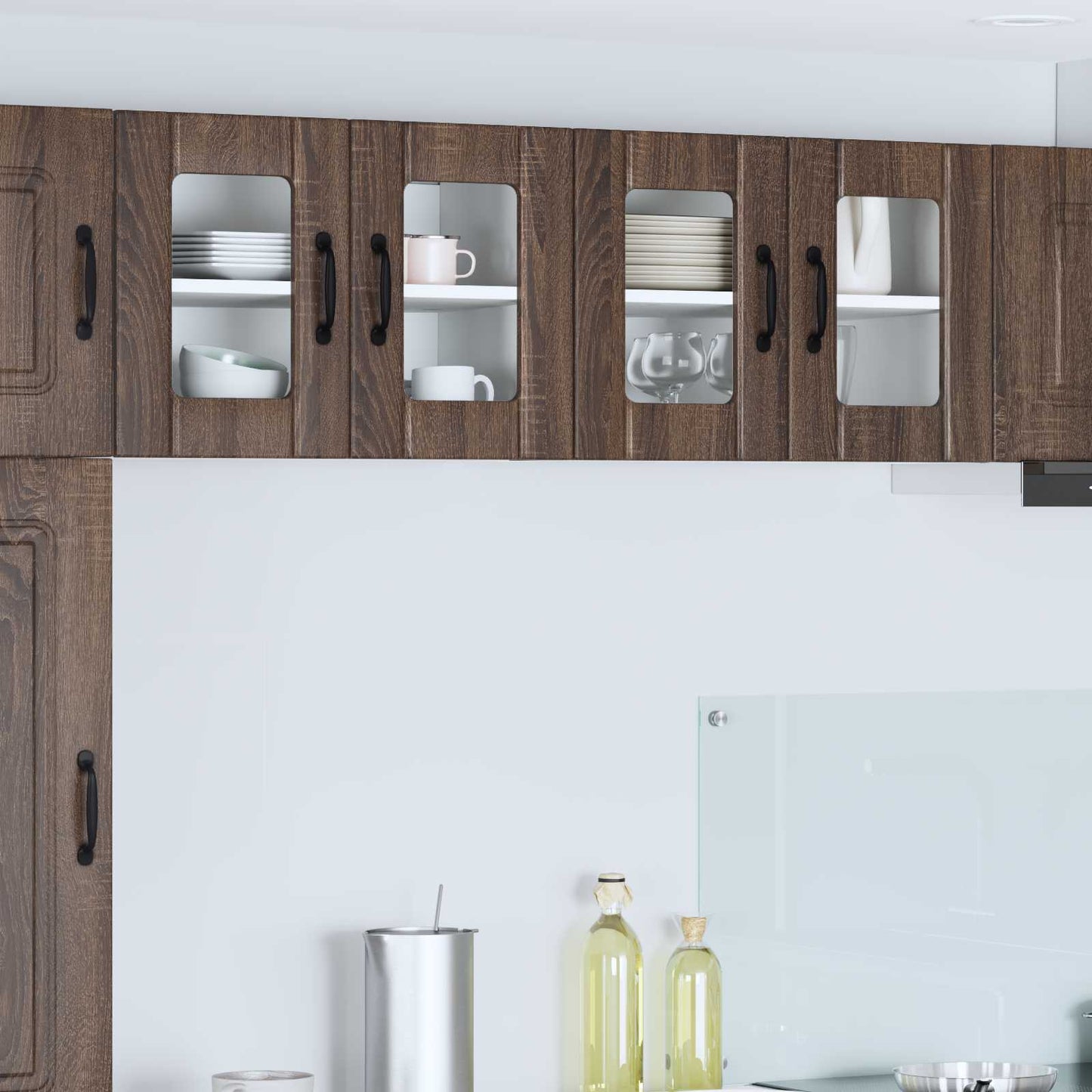vidaXL Τοίχοι ντουλαπών κουζίνας Επιτοίχιο Lucca 2 pcs Καφέ Ξύλο Δρυός