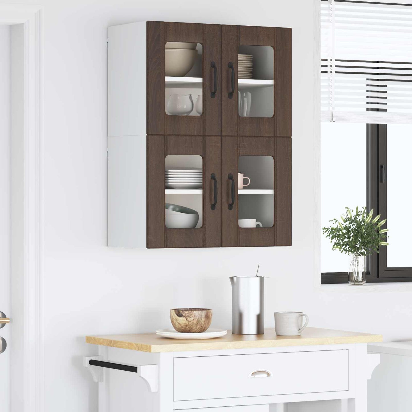 vidaXL Τοίχοι ντουλαπών κουζίνας Επιτοίχιο Lucca 2 pcs Καφέ Ξύλο Δρυός