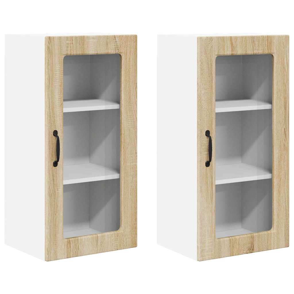 vidaXL Κρεμαστό ντουλάπι κουζίνας 2 pcs Δρύς Sonoma 40 x 31 x 80 εκ.