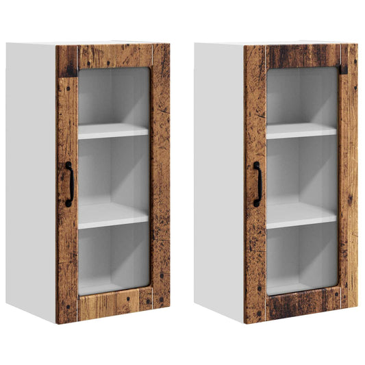 vidaXL Ραφιέρα τοίχου LUCCA 2 pcs Παλαιωμένο ξύλο 40 x 31 x 80 εκ.