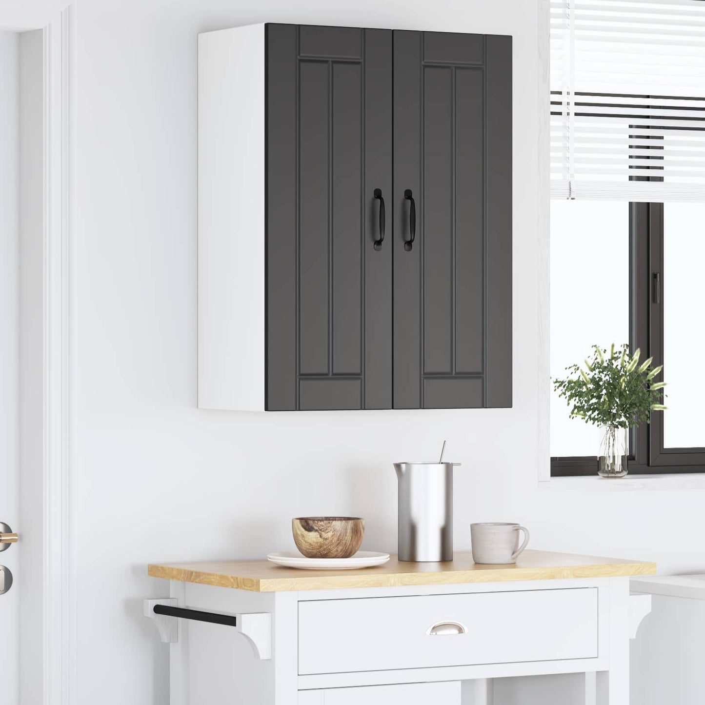 vidaXL Κρεμαστό ντουλάπι κουζίνας με ράφι 2 pcs Μαύρο 30 x 31 x 80 εκ.