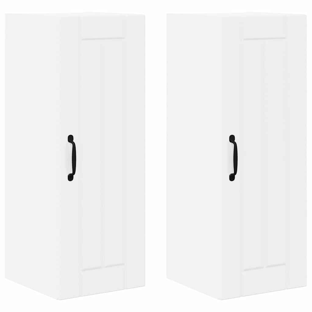 vidaXL Κρεμαστό ντουλάπι κουζίνας με ράφι 2 pcs Υψηλής γυαλάδας λευκό