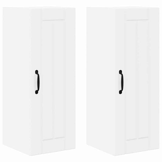 vidaXL Κρεμαστό ντουλάπι κουζίνας με ράφι 2 pcs Υψηλής γυαλάδας λευκό