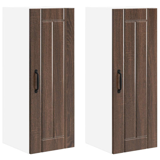 vidaXL Ντουλάπα Τοίχου LUCCA 2 pcs Καφέ Ξύλο Δρυός 30 x 31 x 80 εκ.