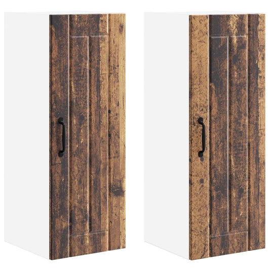 vidaXL Ντουλάπα Τοίχου LUCCA 2 pcs Παλαιωμένο ξύλο 30 x 31 x 80 εκ.