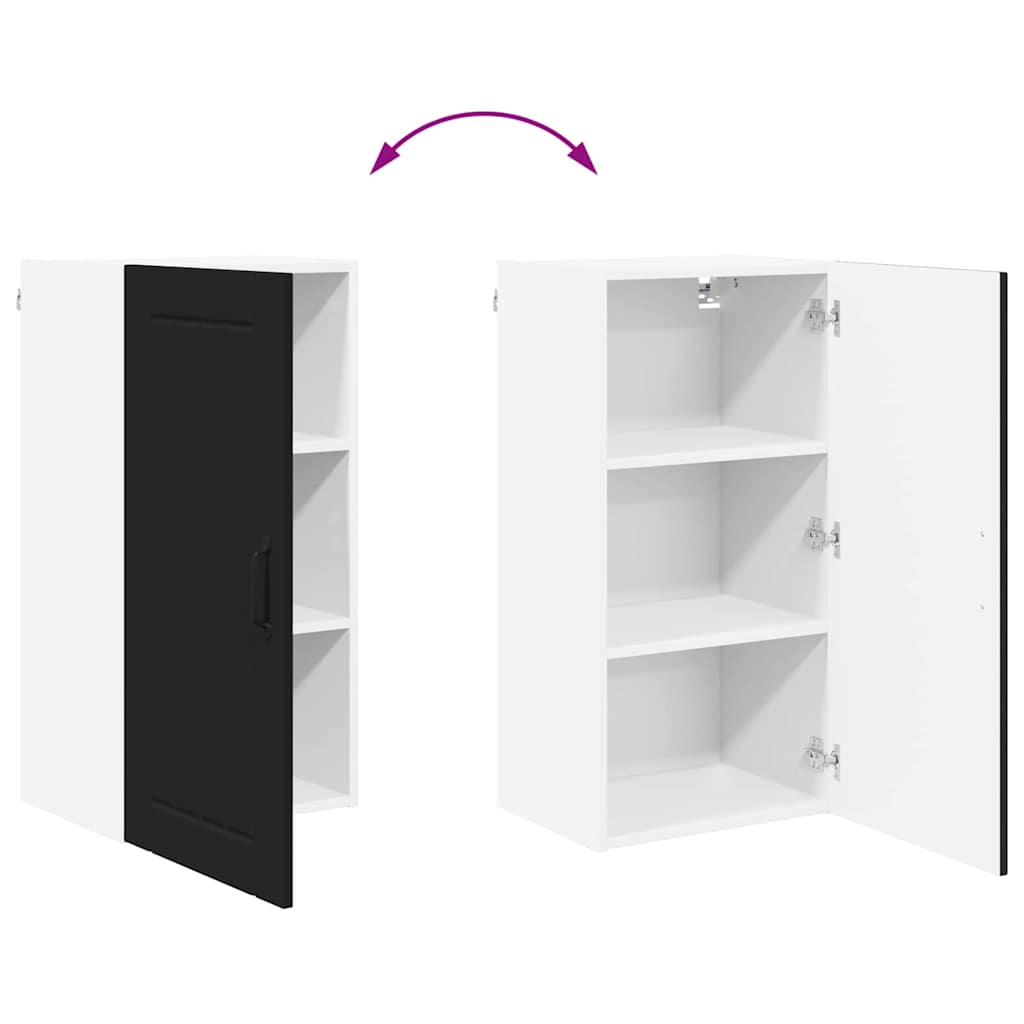 vidaXL Κρεμαστό ντουλάπι κουζίνας με ράφι Μαύρο 40 x 31 x 80 εκ.