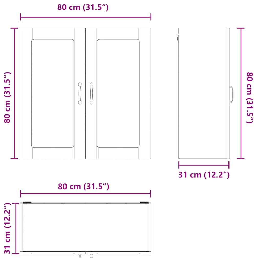 vidaXL Ντουλάπα Κουζίνας Γκρίζο Σονομα 80 x 31 x 80 εκ.
