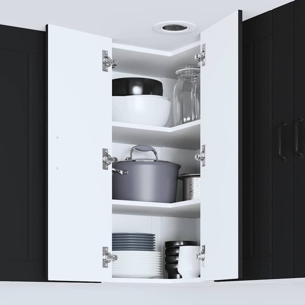 vidaXL Κρεμαστό ντουλάπι κουζίνας με ράφι Μαύρο 57 x 57 x 80 εκ.