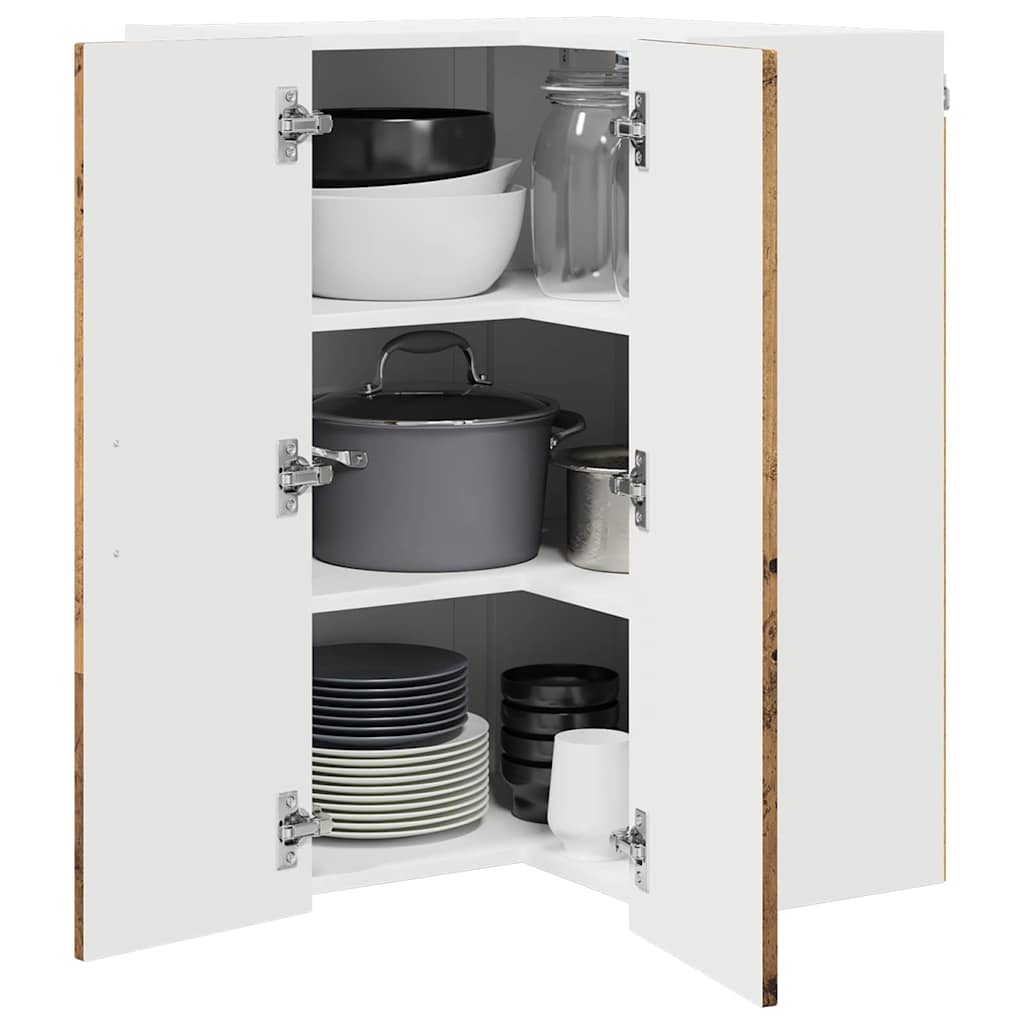 vidaXL Κρεμαστό ντουλάπι κουζίνας με ράφι Παλιό Ξύλο 57 x 57 x 80 εκ.