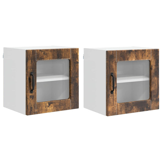 vidaXL Ραφιέρα τοίχου PORTO 2 pcs Καπνιστό Δρύς 40 x 31 x 40 εκ.