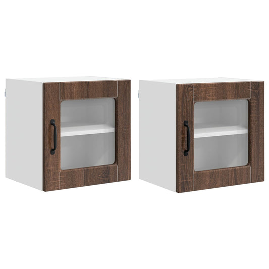 vidaXL Ραφιέρα τοίχου PORTO 2 pcs Καφέ δρυς 40 x 31 x 40 εκ.