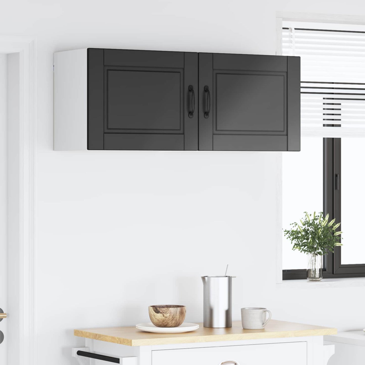 vidaXL Ντουλάπα Κουζίνας με ράφι με πόρτα 2 pcs Μαύρο 50 x 31 x 40 εκ.