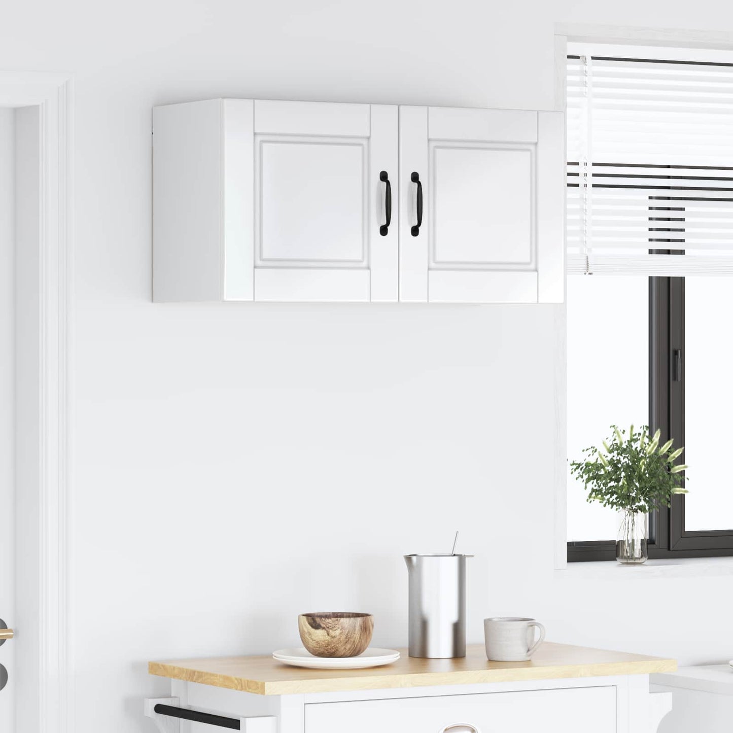 vidaXL Ντουλάπα Κουζίνας με ράφι Υψηλής γυαλάδας λευκό 80 x 31 x 40 εκ