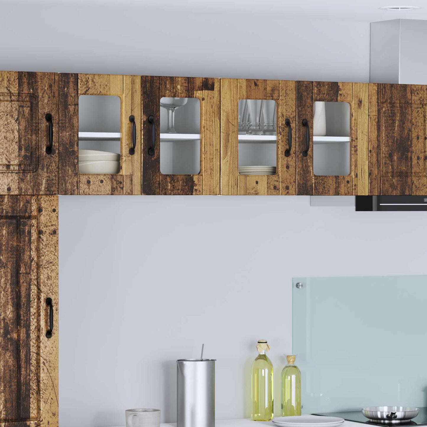 vidaXL Ντουλάπα Κουζίνας με ράφι 2 pcs Παλιό ξύλο 60 x 31 x 40 εκ