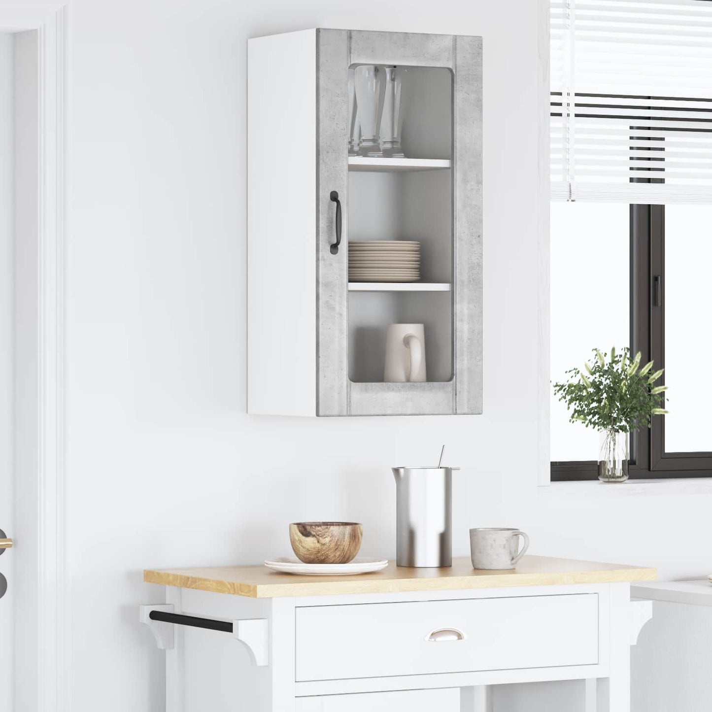 vidaXL Ραφιέρα τοίχου PORTO Σκυρόδεμα Γκρι 40 x 31 x 80 εκ.