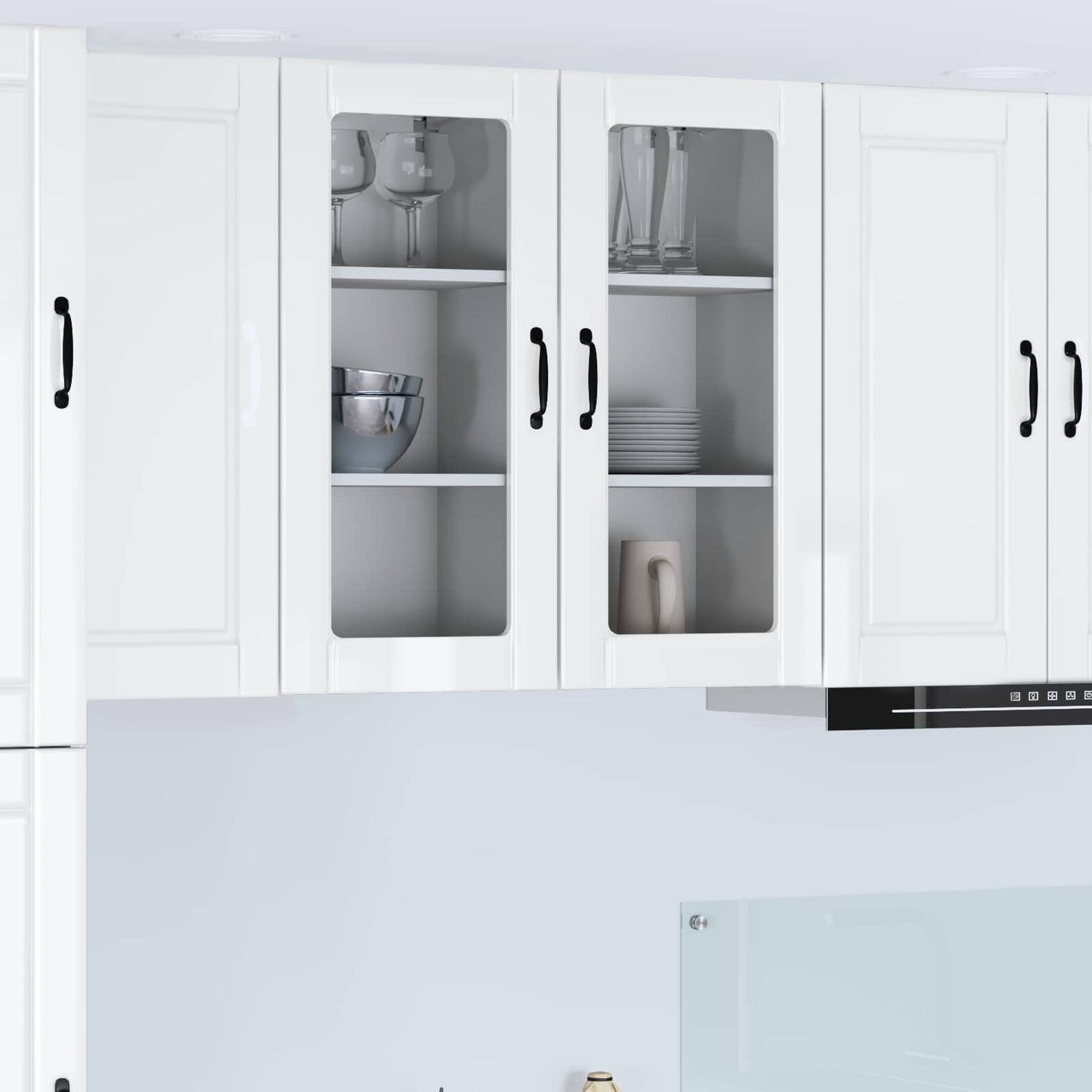 vidaXL Ραφιέρα τοίχου PORTO Υψηλής γυαλάδας λευκό 40 x 31 x 80 εκ.
