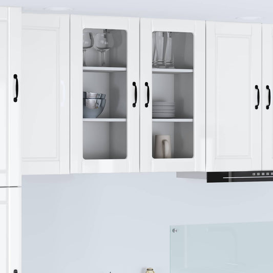 vidaXL Ραφιέρα τοίχου PORTO Υψηλής γυαλάδας λευκό 40 x 31 x 80 εκ.