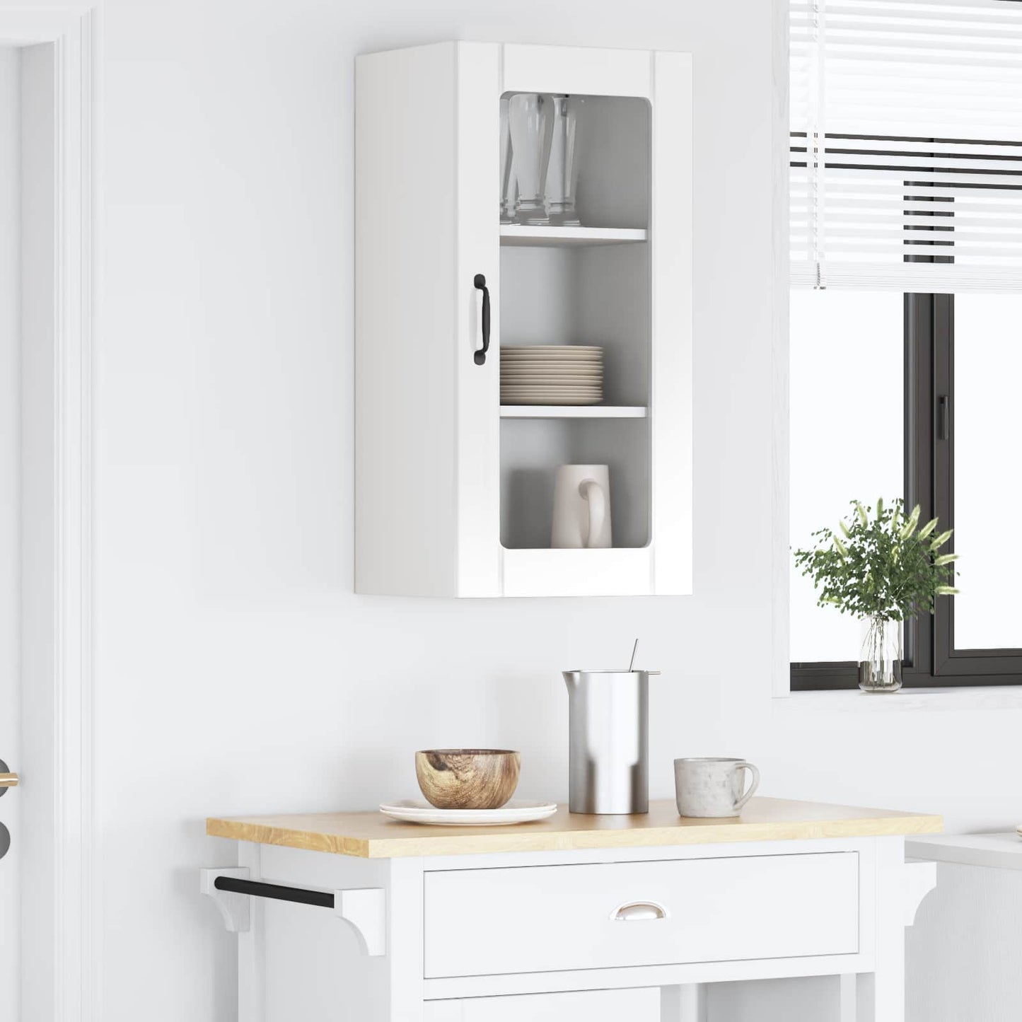 vidaXL Ραφιέρα τοίχου PORTO Υψηλής γυαλάδας λευκό 40 x 31 x 80 εκ.