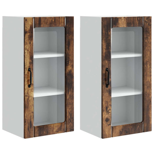 vidaXL Ραφιέρα τοίχου PORTO 2 pcs Καπνιστό Δρύς 40 x 31 x 80 εκ.