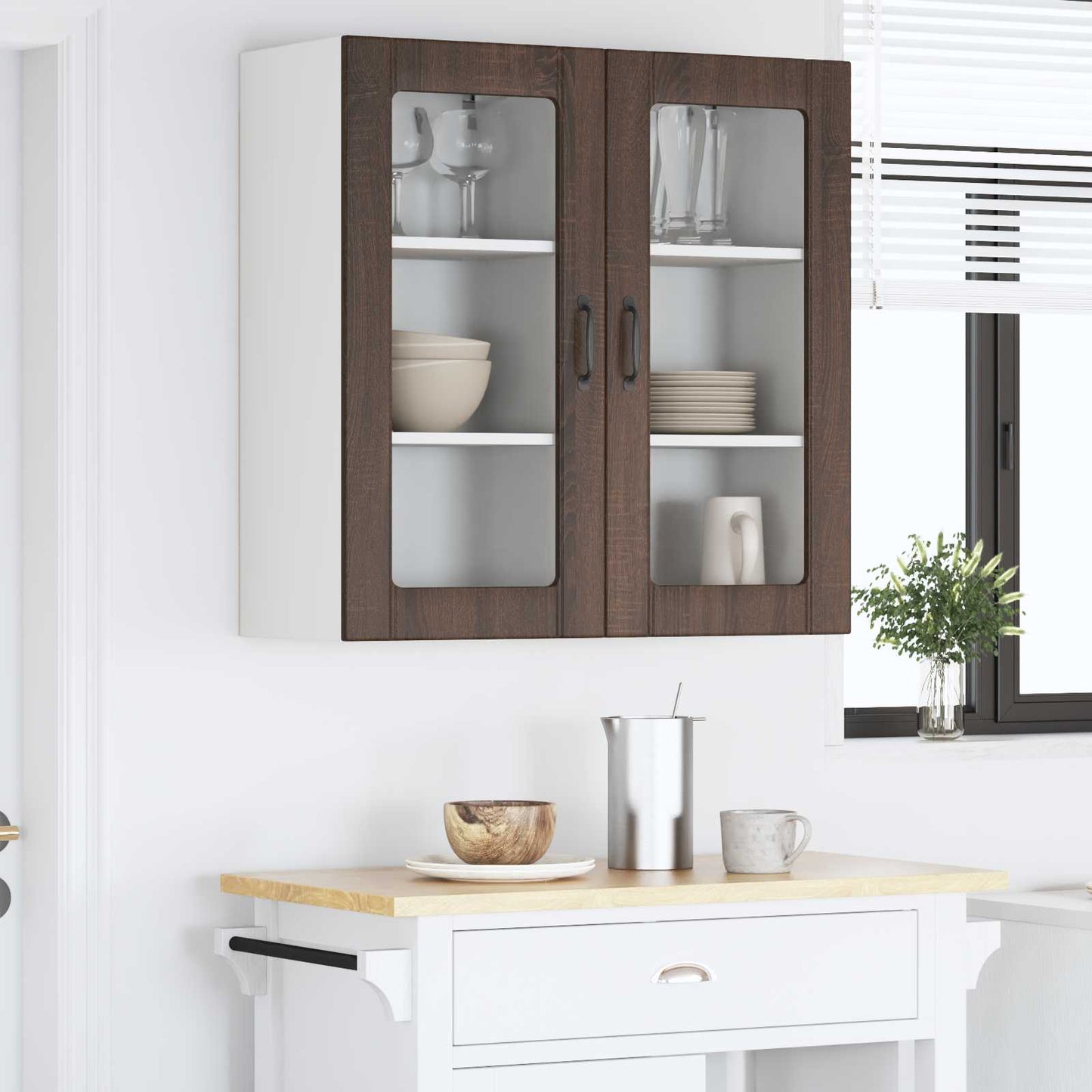 vidaXL Ραφιέρα τοίχου 2 pcs Καφέ δρυς 40 x 31 x 80 εκ.