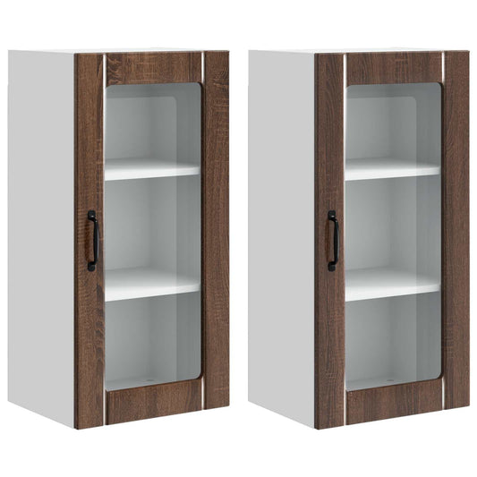 vidaXL Ραφιέρα τοίχου PORTO 2 pcs Καφέ δρυς 40 x 31 x 80 εκ.