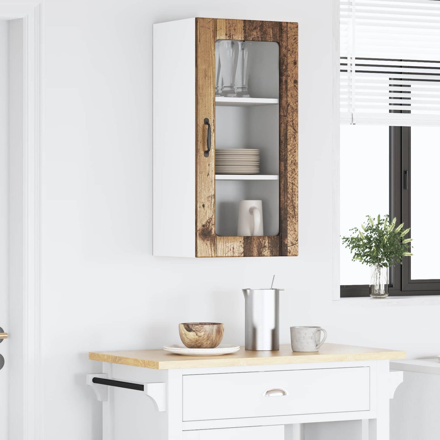 vidaXL Ραφιέρα τοίχου Παλιό ξύλο 40 x 31 x 80 εκ. Επεξεργασμένο ξύλο