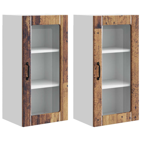 vidaXL Ραφιέρα τοίχου PORTO 2 pcs Παλιό ξύλο 40 x 31 x 80 εκ.