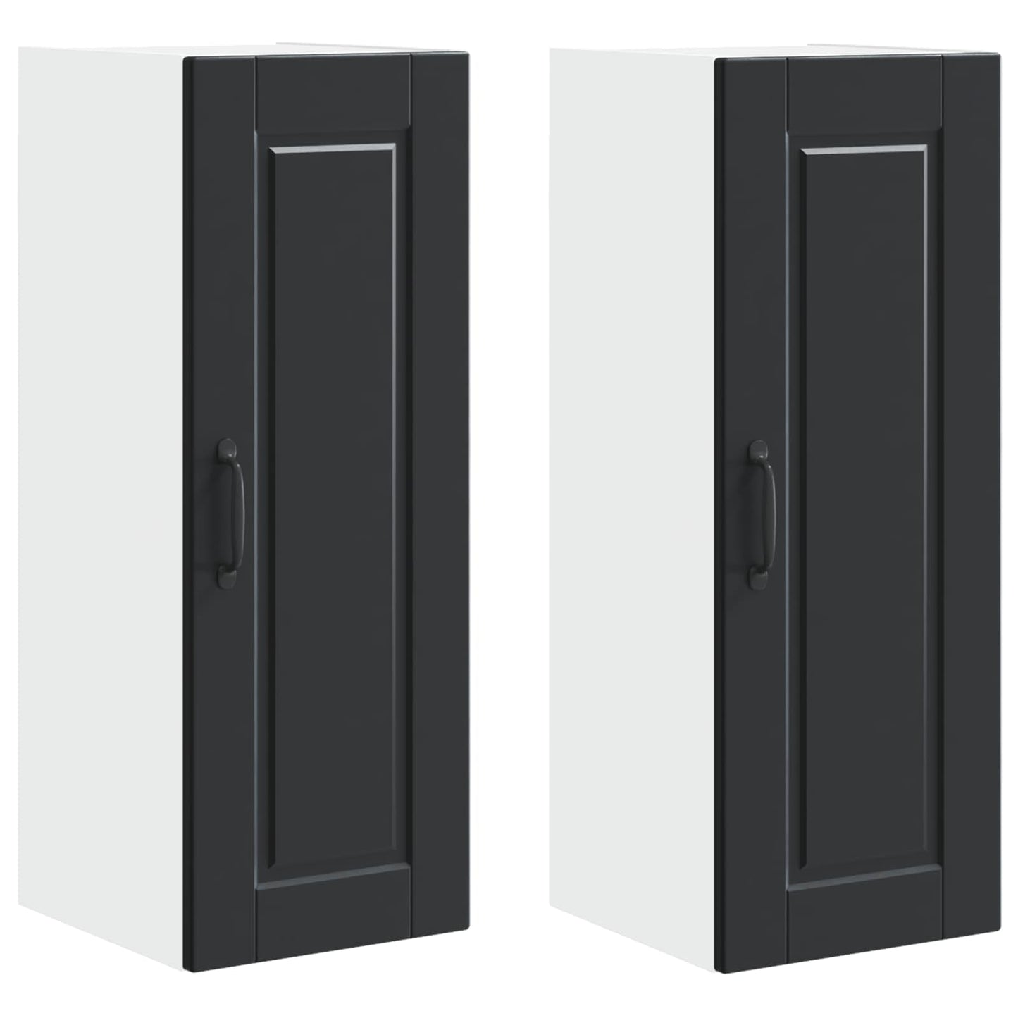 vidaXL Ντουλάπα Κουζίνας με ράφι με πόρτα 2 pcs Μαύρο 30 x 31 x 80 εκ.