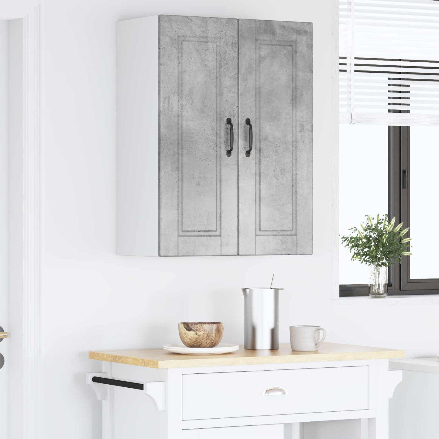 vidaXL Ντουλάπα Κουζίνας με ράφι 2 pcs Σκυρόδεμα Γκρι 30 x 31 x 80 εκ.