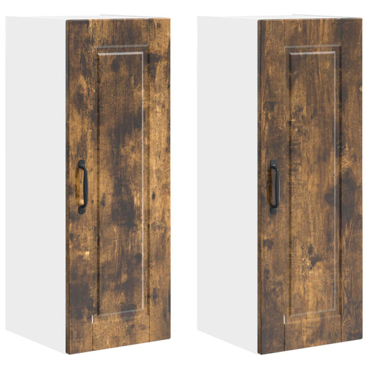vidaXL Ντουλάπα Τοίχου PORTO 2 pcs Καπνιστό Δρύς 30 x 31 x 80 εκ.