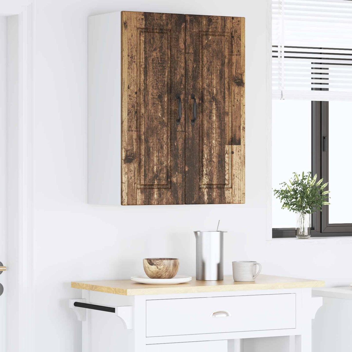 vidaXL Ντουλάπα Κουζίνας με ράφι Επιτοίχιο Παλιό ξύλο 60 x 31 x 80 εκ.