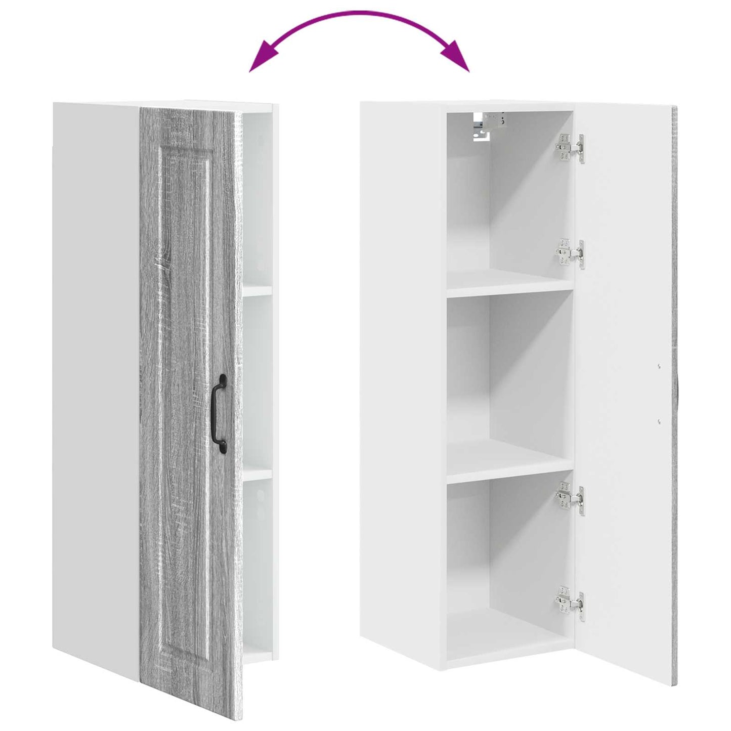 vidaXL Ντουλάπα Κουζίνας με ράφι Γκρίζο Σονομα 30 x 31 x 100 εκ.