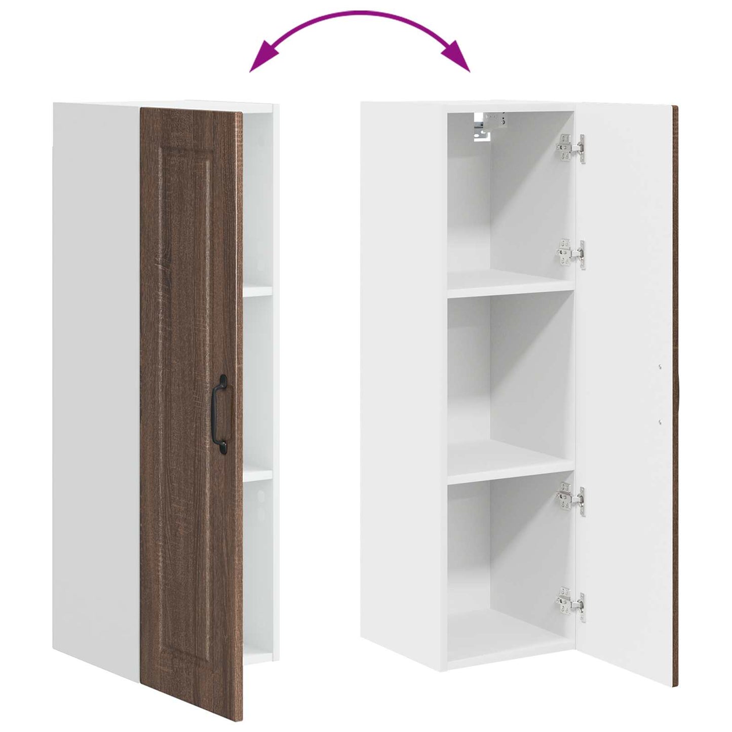 vidaXL Ντουλάπα Κουζίνας με ράφι Επιτοίχιο Καφέ δρυς 30 x 31 x 100 εκ.