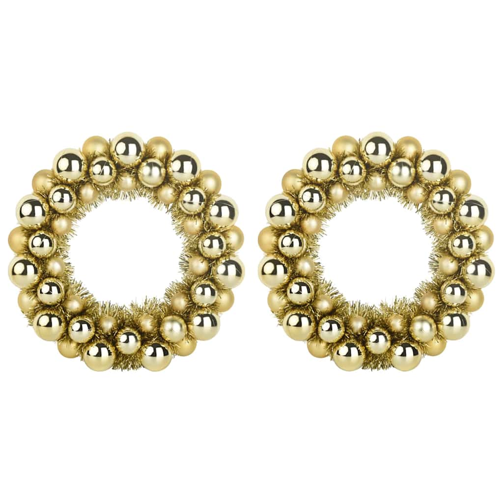 vidaXL Χριστουγεννιάτικα Στεφάνια Μπάλλας 2 pcs Χρυσό 33 x 33 x 7 εκ.