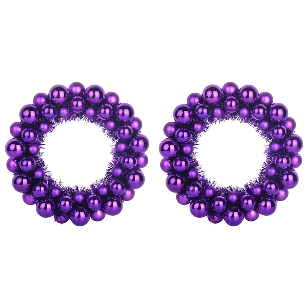 vidaXL Χριστουγεννιάτικα Στεφάνια Μπάλλας 2 pcs Λιλά 33 x 33 x 7 εκ.